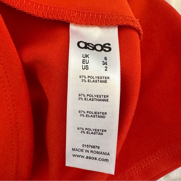 ASOS PEPLUM SHORT SLEEVE TOP IN BURNT RED SIZE 2 - Picture 5 of 6
